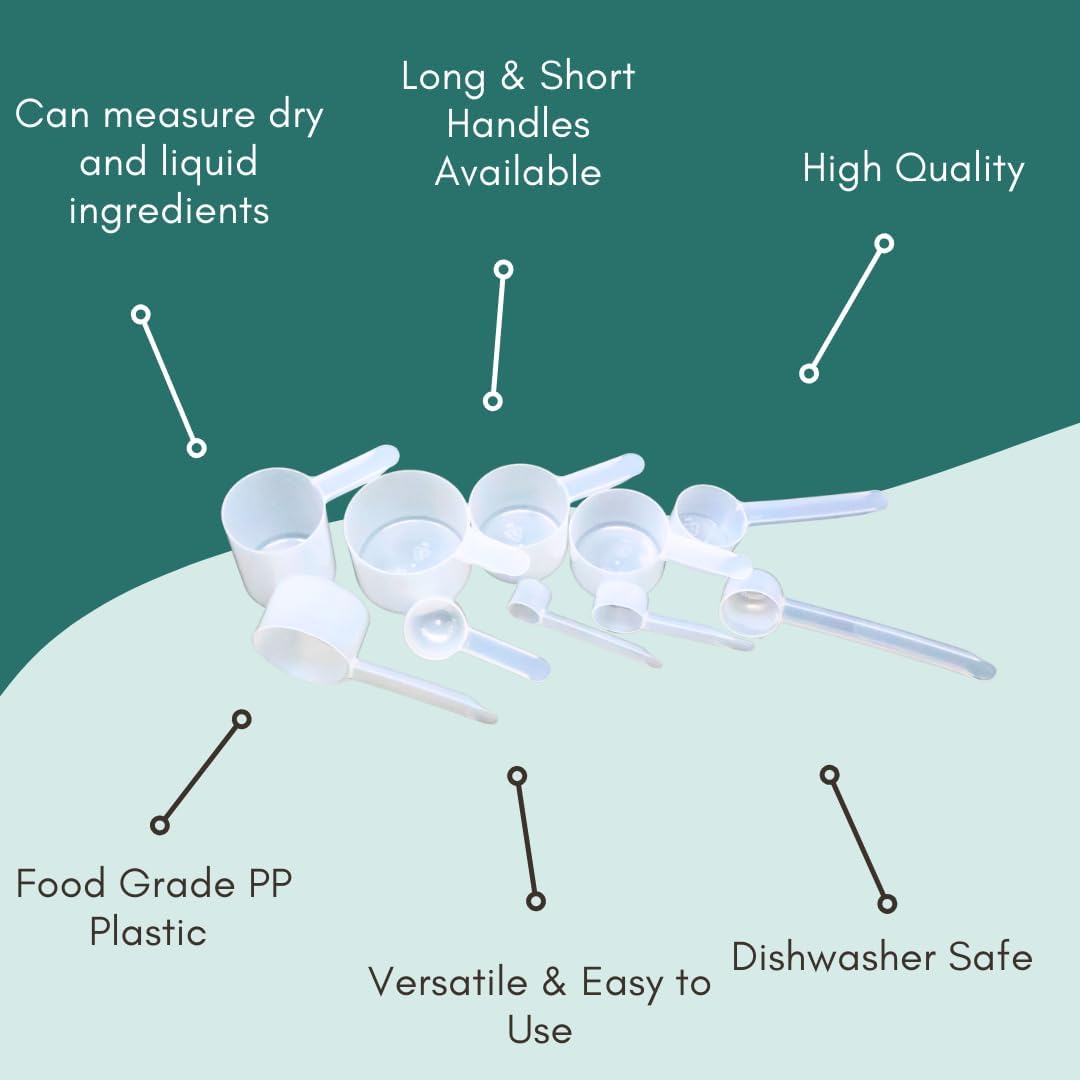 1/4 Teaspoon (1.25 mL) Long Handle Scoop for Measuring Coffee, Pet Food, Grains, Protein, Spices and Other Dry Goods (Pack of 10)