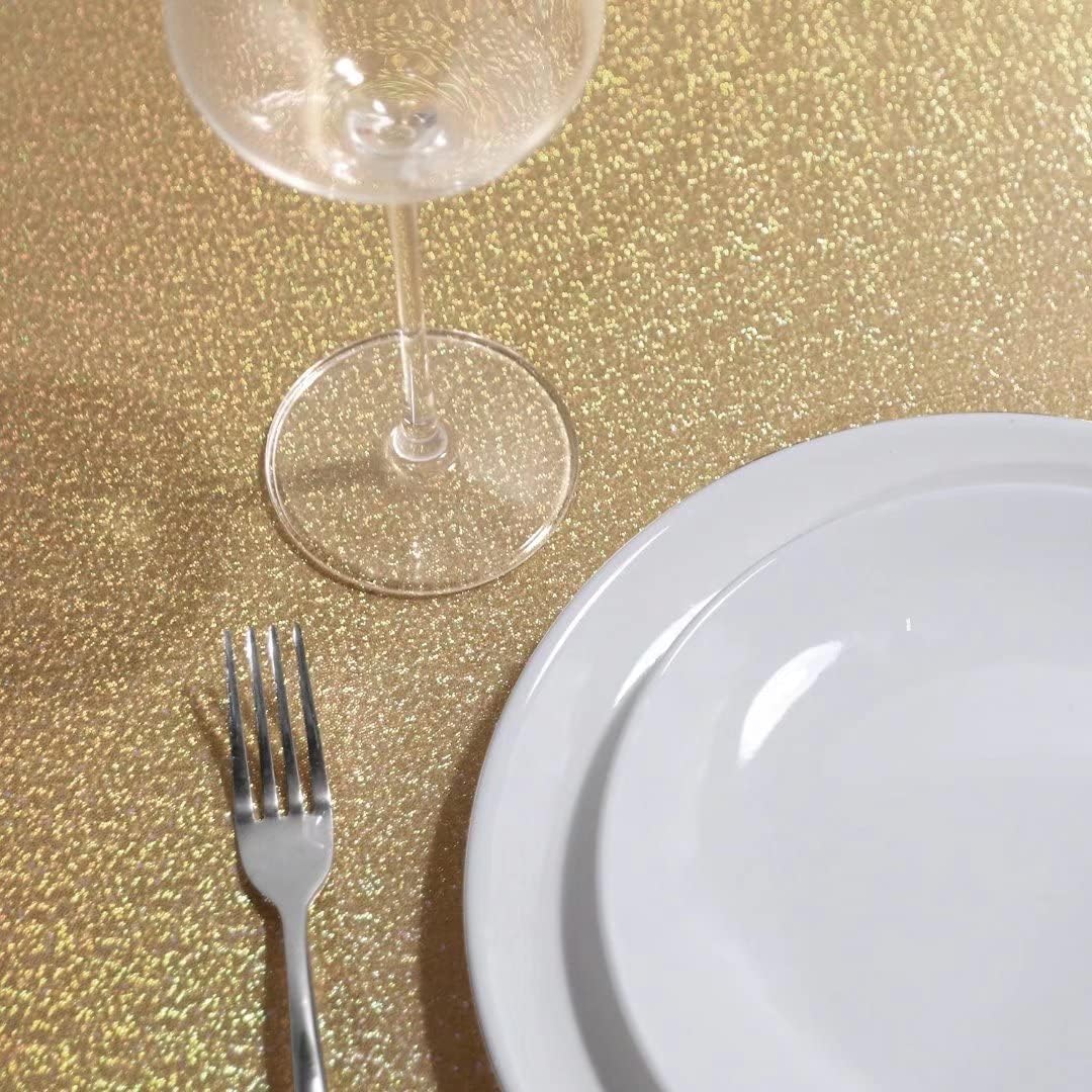 Fitable Sequin Tablecloth for Parties 60x60 Inch - Sparkle Glitter Table Cloth Laser Square Overlay for Wedding Baby Shower Ceremony Birthday Holiday Banquet Decor, Khaki