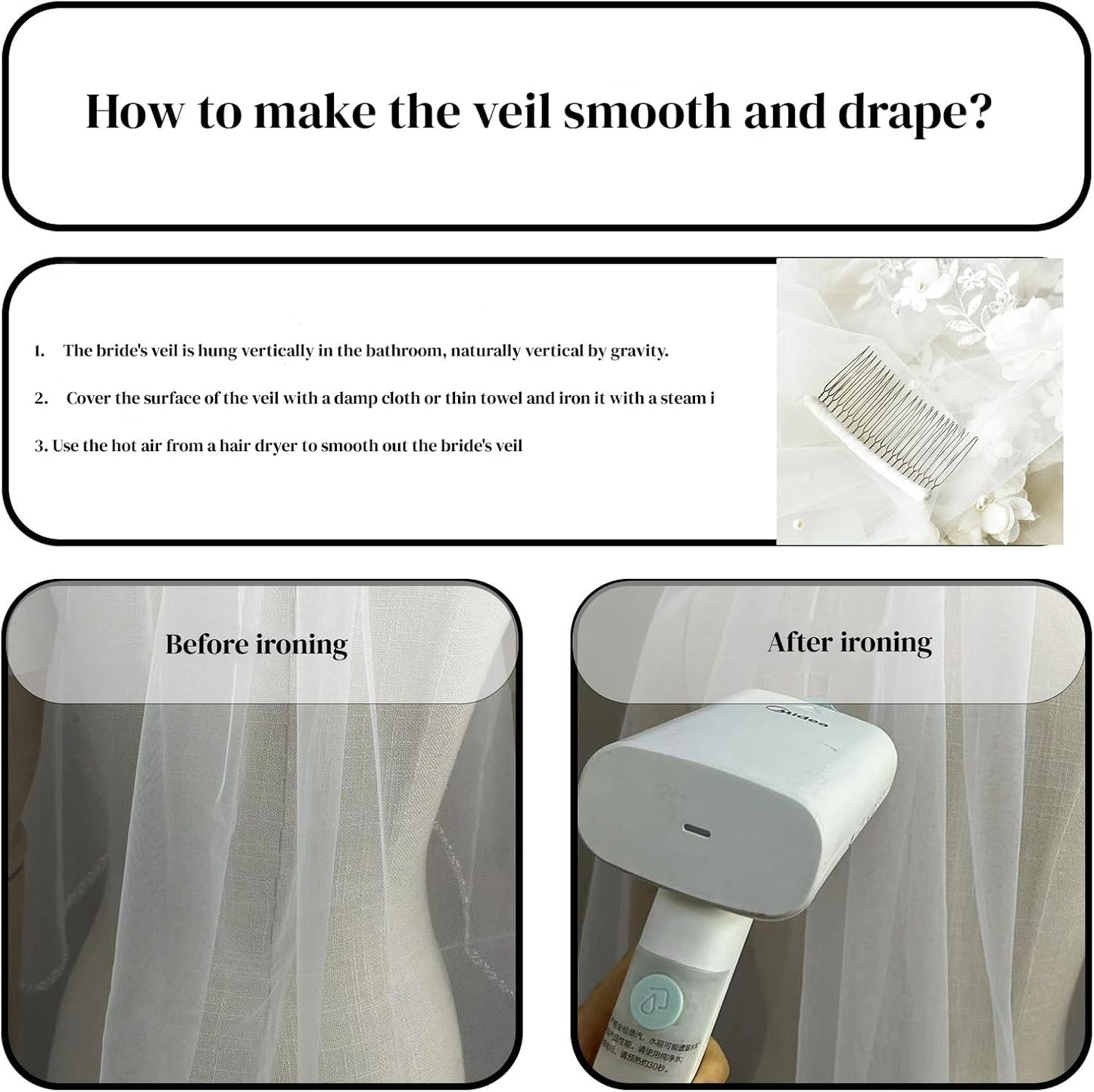 1 Tier Pearl Wedding Bridal Veil With Metal Comb Headband Decorations, Bride To Be Gift, Wedding