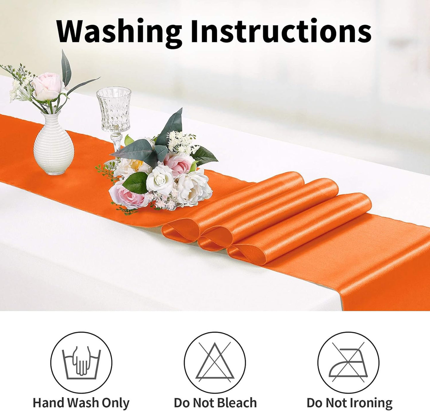 10-Pack Satin Table Runner Orange 12 x 108 inches Long, Table Runners for Wedding, Birthday Parties, Banquets Decorations(10 Pack, 12x108 Inch, Orange)