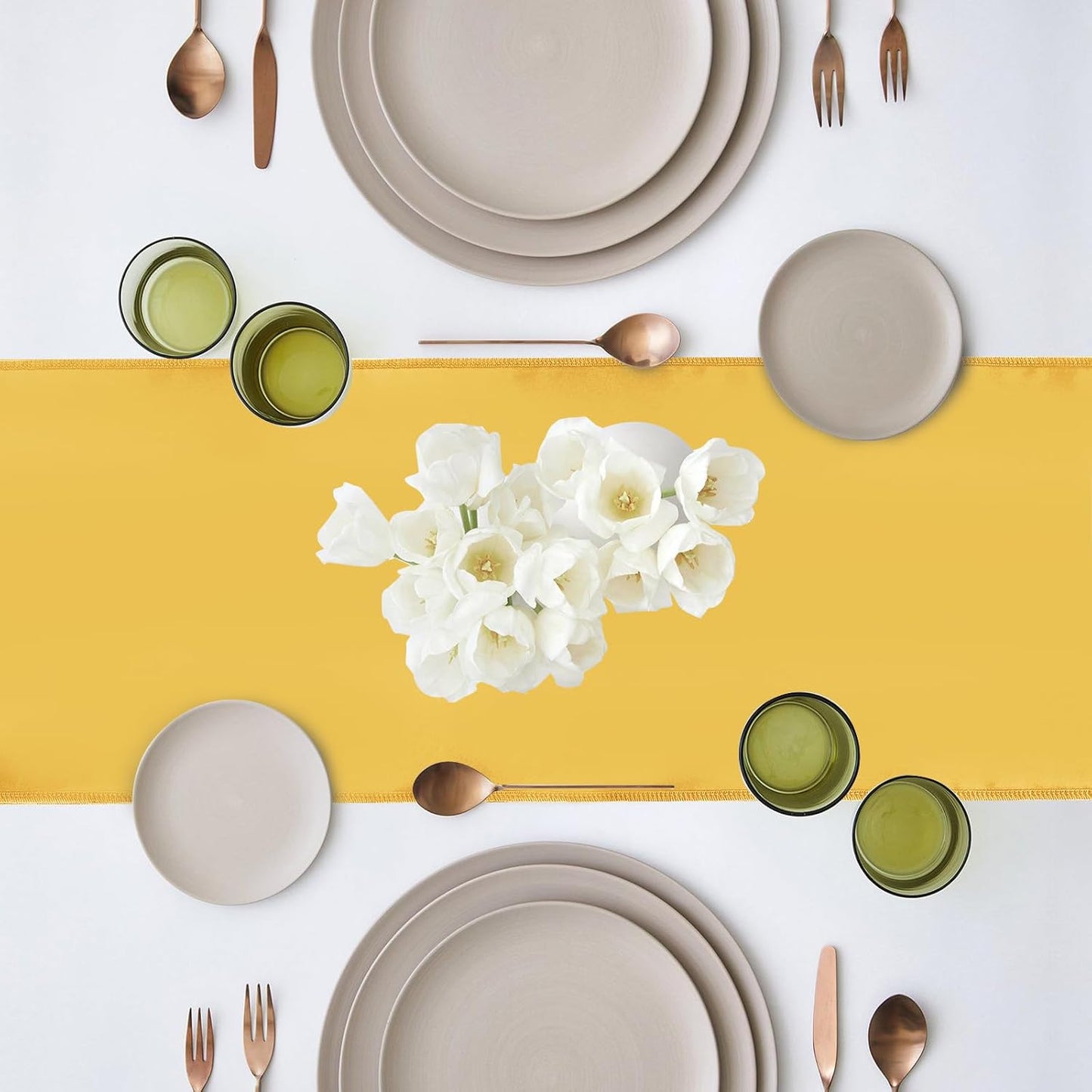 10 Pack Satin Table Runner 12 x 108 Inch Long Gold Silk Table Runner for Wedding Party Banquet Birthday Decoration