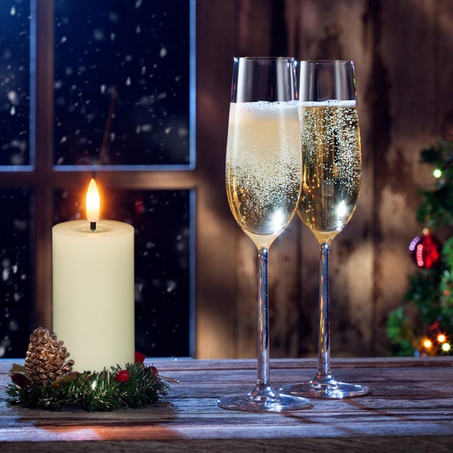 Flameless Candles with Remote Timer, 6 PCS Real Wax LED Votive Battery Operated Candles with 3D Flame, Flickering Pillar Candles for Christmas Home Decororations(Ivory, 4.5” x 1.9”)