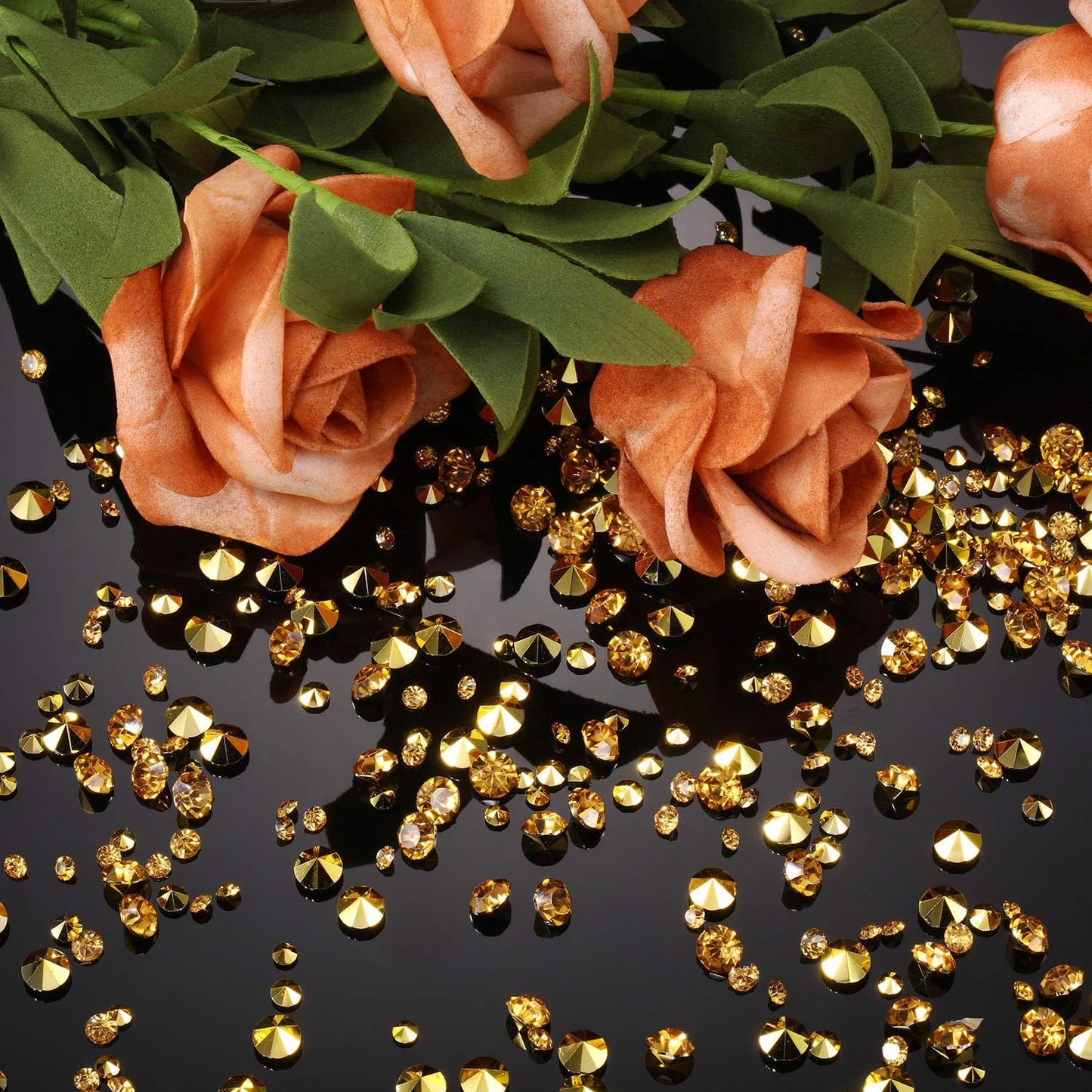 10000 Clear Wedding Table Scatter Confetti Crystals Acrylic Diamonds Rhinestones for Table Centerpiece Decorations Wedding Decorations Bridal Shower Decorations Vase Beads (Gold, 3 mm, 6 mm and 10 mm)