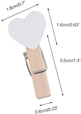 100 Pcs White Mini Wooden Heart Clothespins 3.5 cm with Spring Wooden Photo Paper Pegs Craft Clips for Wedding Party Decor with 100 Feet Jute Twine
