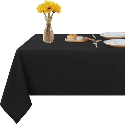 Fitable Rectangle Tablecloth Stain and Wrinkle Resistant Washable Polyester Table Cloth for Buffet Parties and Camping (54x78 inch, Black)
