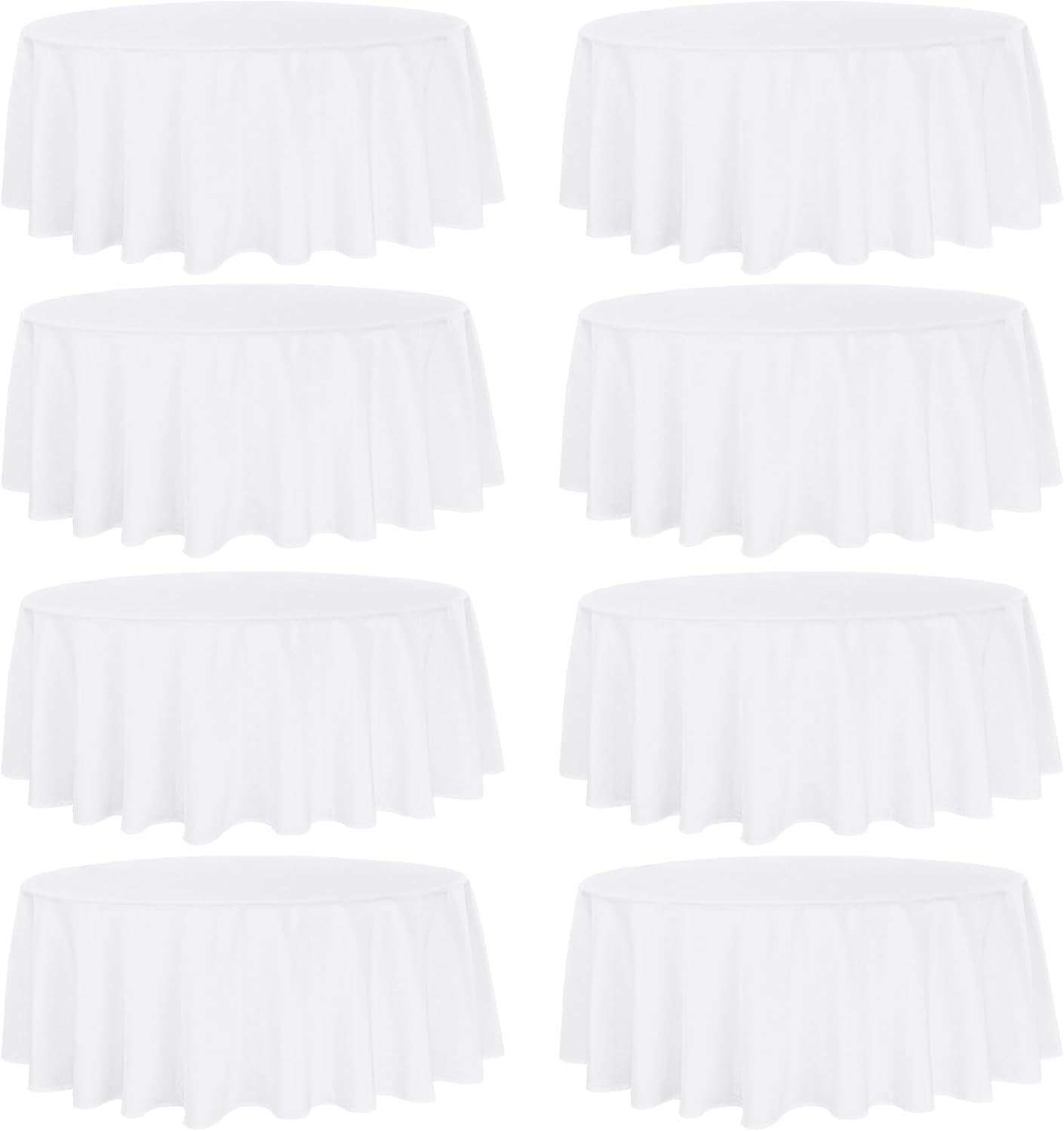 Fivenl 8 Pack Round Tablecloth 90 Inch Round Table Covers Bulk Washable Polyester Fabric Round Table Clothes for Wedding Party Reception Banquet Buffet Restaurant (White, 90 Inch)