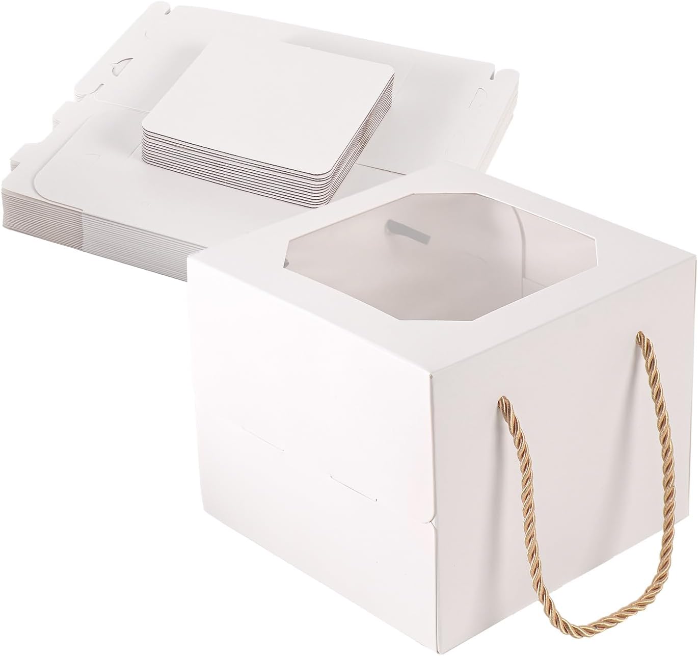 10 pcs 6x6x5 Inch Small Cake Box with Window, 6 inch cake box,Bakery Pastry Cookie Boxes,disposable cake containers, Mini Pie for Pastry,Dessert,Strawberries,Chocolates, Cupcakes