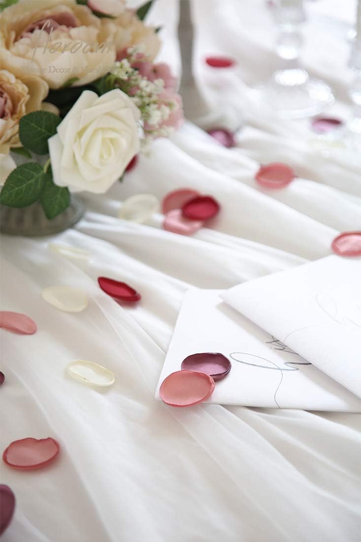 Floroom 300pcs Rose Petals Elegant Maroon Faux Silk Flower Petals for Wedding Flower Girl Basket Aisle Scatter Sweetheart Table Centerpieces Party Confetti Bridal Shower Romantic Night Home Decoration