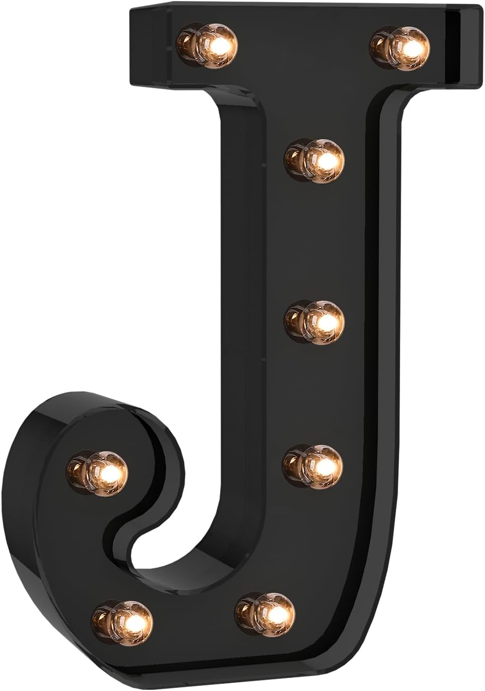 Foaky Black LED Letter Lights for Room Decor - Bedroom Wall Decor, Alphabet Lights for Home, Wedding, Party - Battery Operated （J）