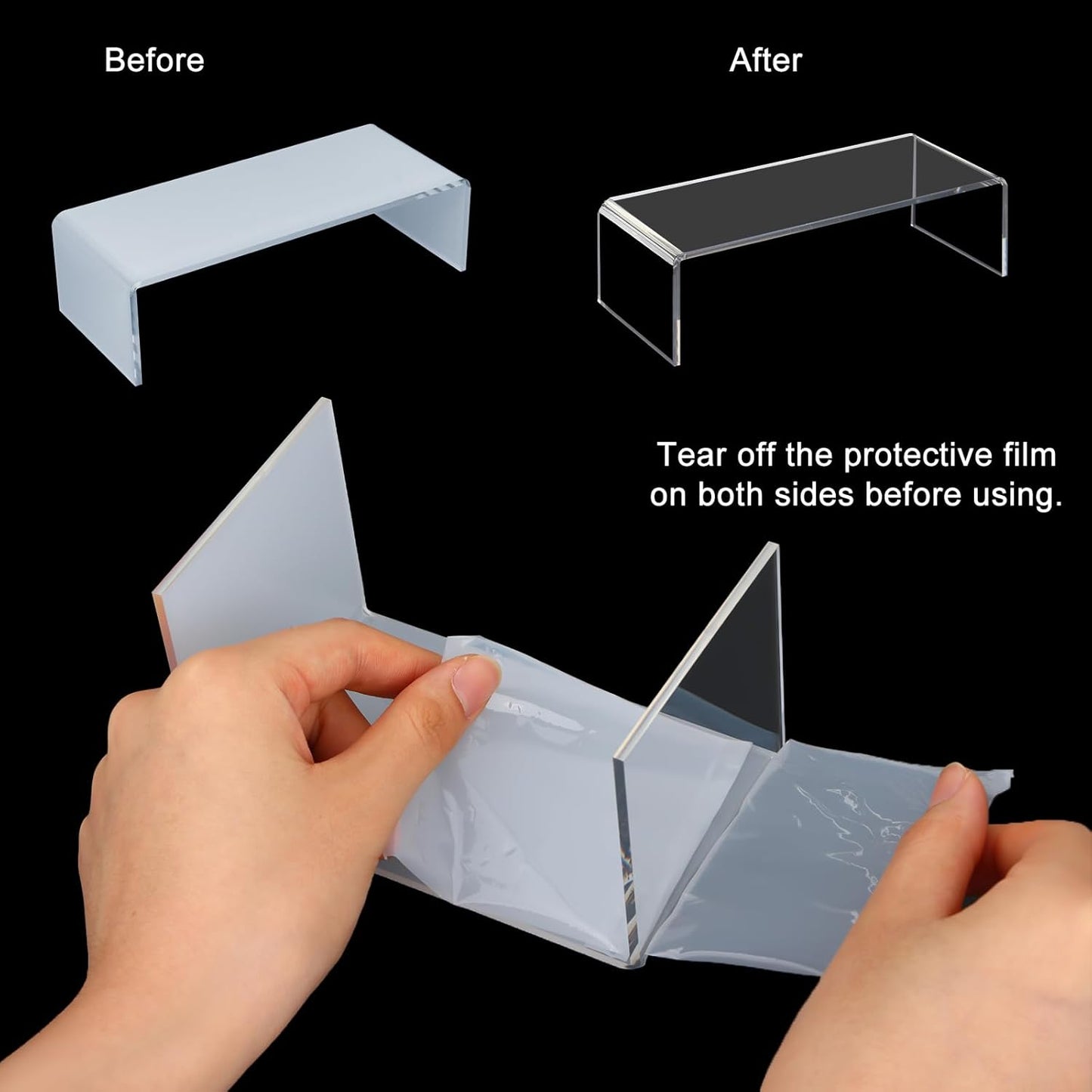 Fixwal 20pcs Large Acrylic Risers 4 Set Acrylic Display Stand Perfume Organizer Stands Clear Rectangular Dessert Table Display Set, Display Shelf for Show Cupcake, Figures, Jewelry, Toys