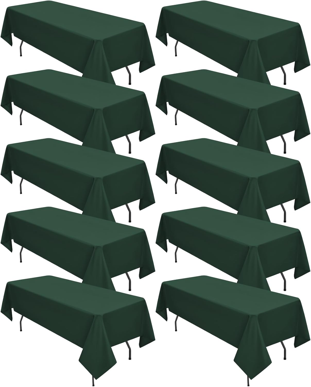 10 Pack Hunter Green Tablecloths for 6ft Rectangle Tables 60 x 102 Inch - Polyester Table Cover Stain and Wrinkle Resistant Washable Fabric Table Clothes for Wedding Party Banquet Reception Restaurant