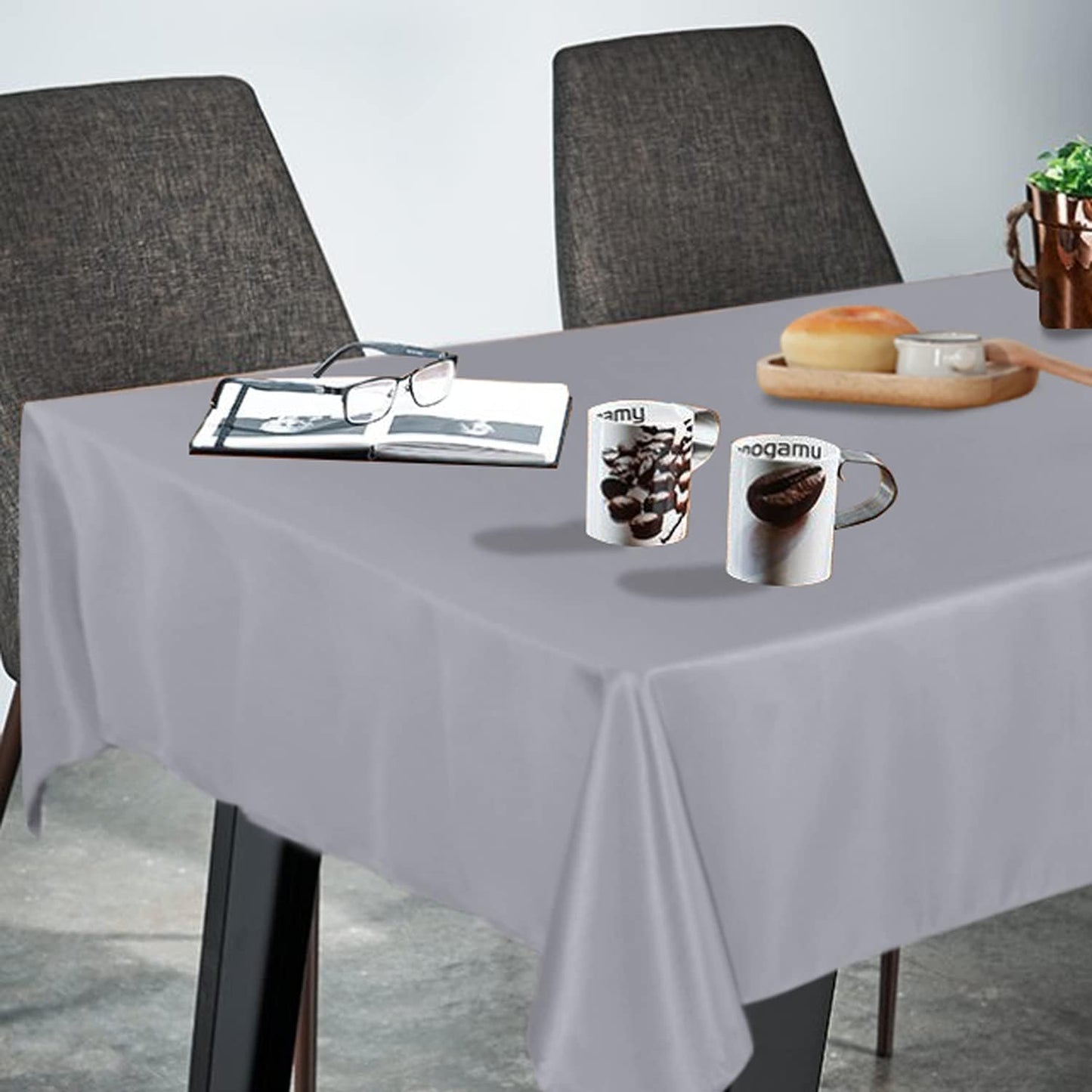 Fitable Square Tablecloth 60x60 inch Tablecloth Stain and Wrinkle Resistant Washable Polyester Table Cloth for Buffet Parties and Camping, Light Grey