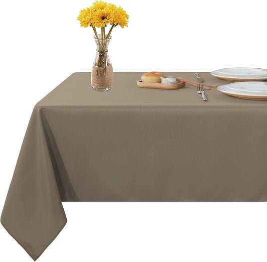 Fitable Rectangle Tablecloth Stain and Wrinkle Resistant Washable Polyester Table Cloth for Buffet Parties and Camping (60x120 inch, Taupe)