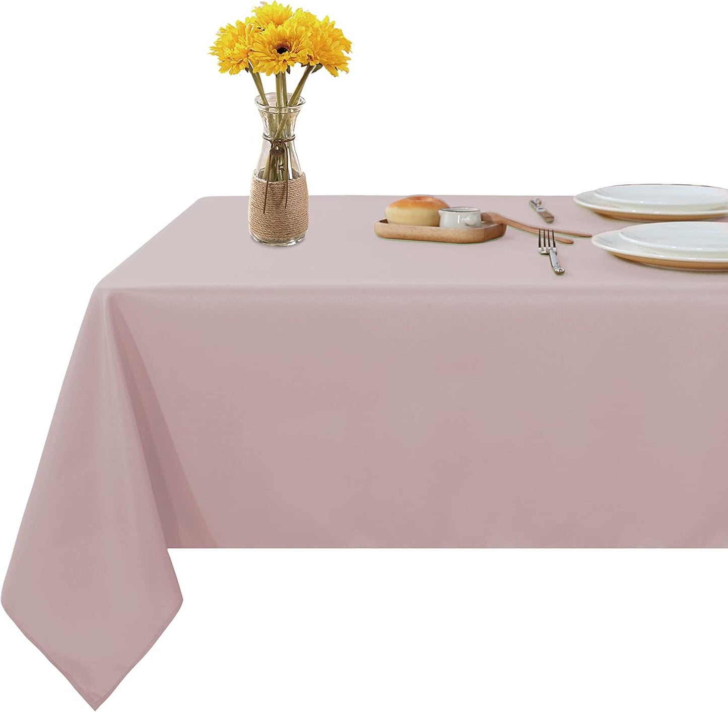 Fitable Square Tablecloth 54x54 inch Tablecloth Stain and Wrinkle Resistant Washable Polyester Table Cloth for Buffet Parties and Camping, Blush