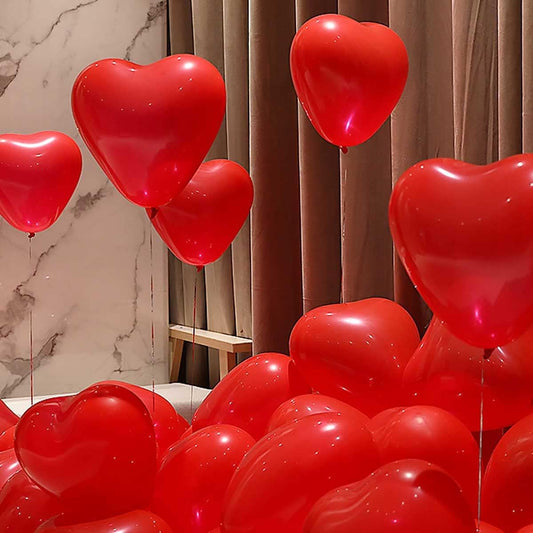 100 6-inch Red Color Heart shaped Latex Balloons for Valentines Day,Propose Marriage,Wedding Party.