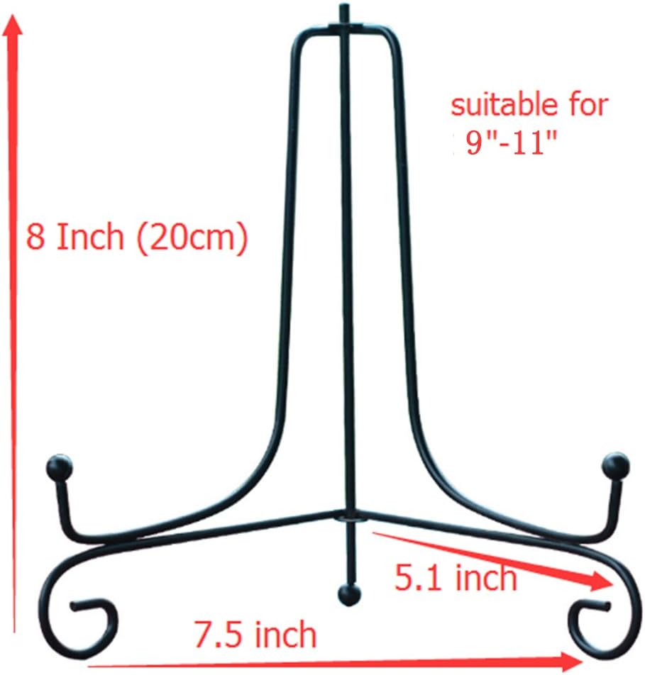 (4 pack)8"Iron Display Stand, Black Iron Easel Plate Display Photo Holder Stand, Displays Picture Frames, Cookbooks, Decorative Plates, Tablets and Art