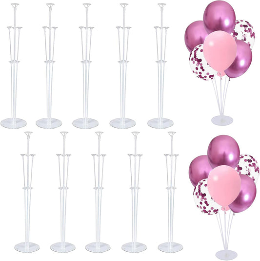 10 Set Balloon Stand Kit - Balloon Sticks With Base for Table Balloon Centerpiece Decorations for Birthday Graduation Gender Reveal Baby Shower Party Decorations