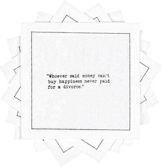FIVE STAR NAPKINS Divorce Quotes, White Cotton Cocktail Napkins, Beverage Napkins, Bar Napkins, Cloth Napkins, Party Napkins, Events, Holidays, Weddings, Birthdays, Disposable, 4.5'' x 4.5''- (50x)