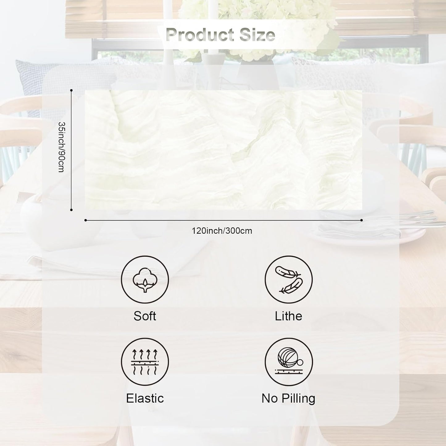 10 Pack White Cheesecloth Table Runner 35x120 Inch 10Ft Rustic Gauze Cheese Cloth Thanksgiving Table Runner Sheer Cheesecloth Table Runners for Wedding Party Bridal Shower Decoration