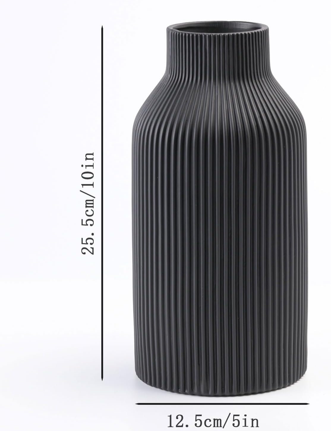 10 Inch Black Ceramic Vase for Decor,Minimalist Modern Home Decorative Large Flower Vase for Pampas Grass,Bookshelf, Living Room, Shelf, Bedroom, Bathroom, Entryway Mantel Decor