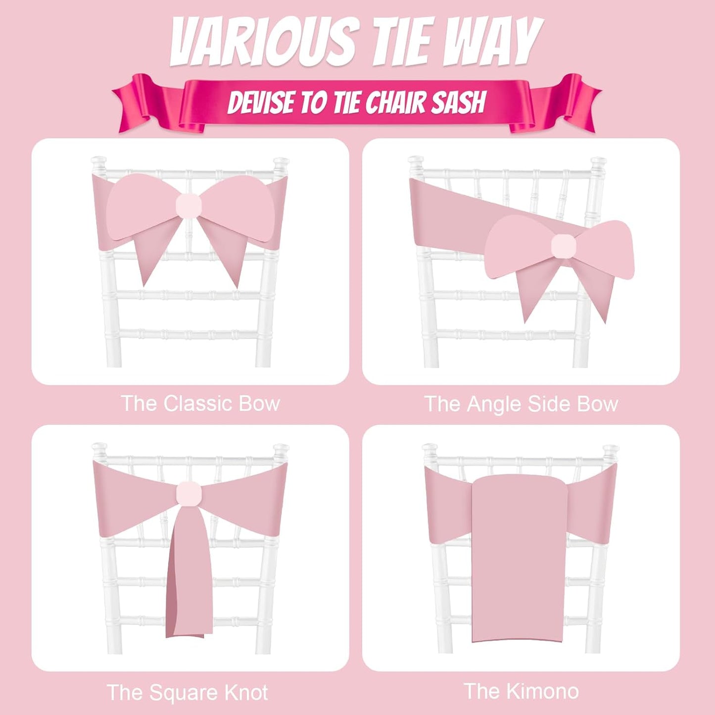 10 PCS Gold Satin Chair Sashes Bows Universal Chair Ribbon Ties Back Sash for Wedding Party Reception Events Banquets Hotel Event Chair Cover Decoration (7x108 inch)