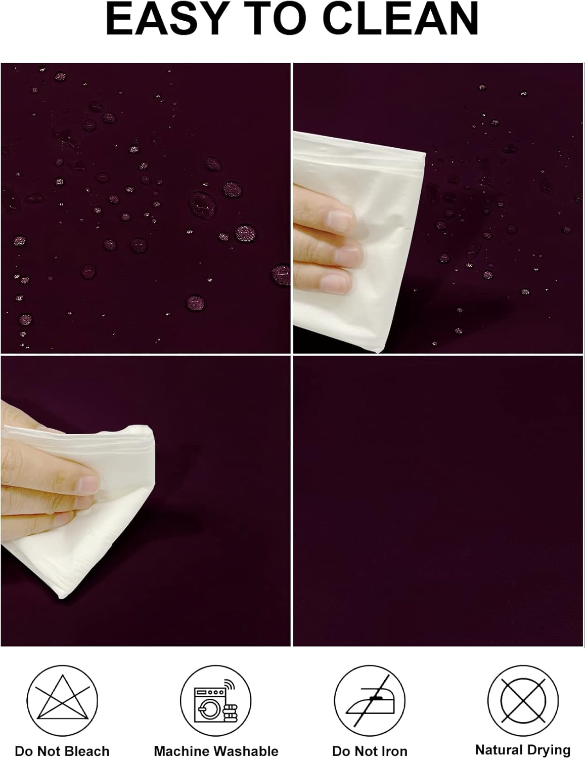 Fokitut 2 Pack Waterproof Rectangle Tablecloth, 90x132 Inch,Stain Resistant and Wrinkle Polyester Table Cloth, Fabric Table Cover for Kitchen Dining, Wedding, Party, Holiday Dinner-Eggplant