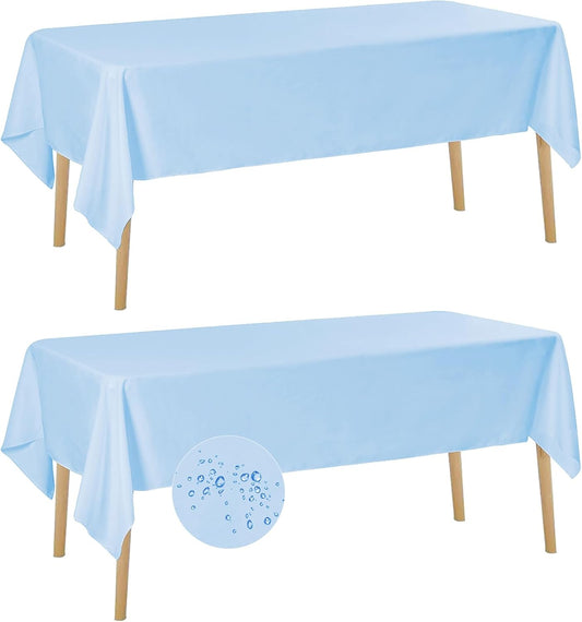 Fokitut 2 Pack Waterproof Rectangle Tablecloth, 60x102 Inch, Stain Resistant and Wrinkle Polyester Table Cloth, Fabric Table Cover for Kitchen Dining, Wedding, Party, Holiday Dinner-Blue Mist