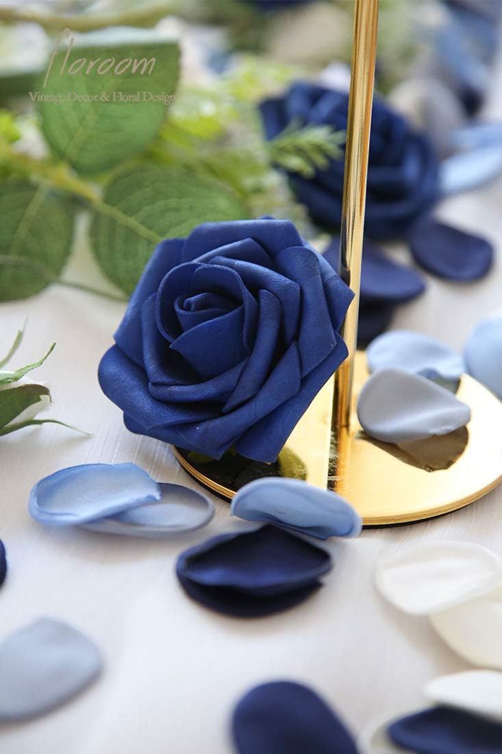 Floroom 500pcs Rose Petals Dusty Blue Navy Faux Silk Flower Petals for Wedding Flower Girl Basket Aisle Scatter Dinner Table Centerpieces Party Confetti Decoration Romantic Night Home Decor