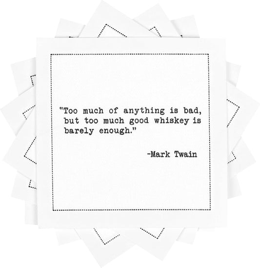 FIVE STAR NAPKINS Whiskey Quotes Cotton Cocktail Napkins, Beverage Napkin, Bar Party Small Napkins,Napkins for Events,Holidays,Weddings,Parties 4.5''x4.5''-Single Use(50x) Disposable