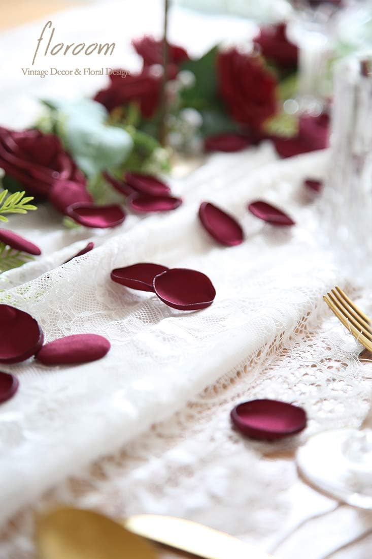 Floroom 500pcs Rose Petals Burgundy Faux Silk Flower Petals for Wedding Flower Girl Basket Aisle Scatter Dinner Table Centerpieces Party Confetti Bridal Shower Romantic Night Decoration