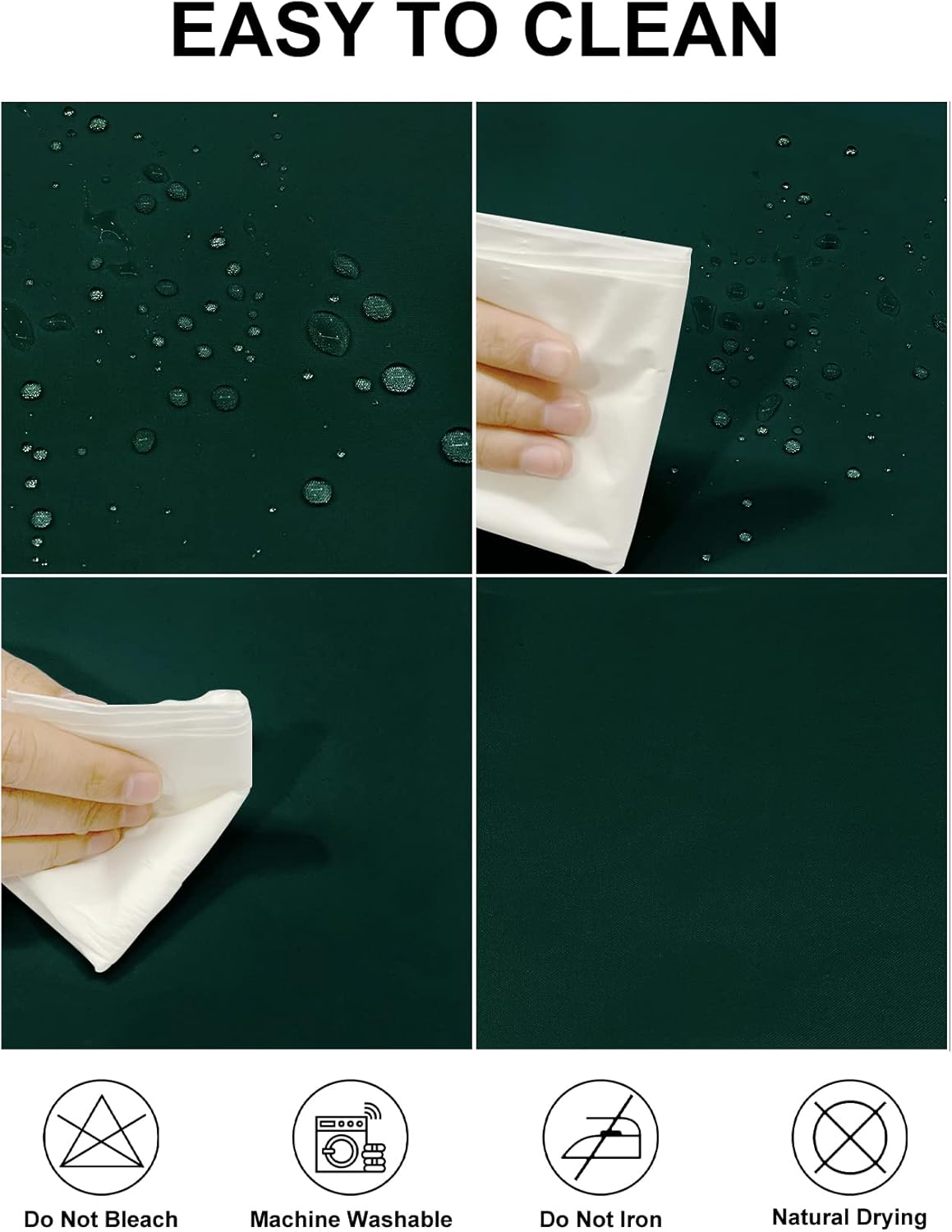 Fokitut 2 Pack Waterproof Rectangle Tablecloth, 90x132 Inch,Stain Resistant and Wrinkle Polyester Table Cloth, Fabric Table Cover for Kitchen Dining, Wedding, Party, Holiday Dinner-Hunter