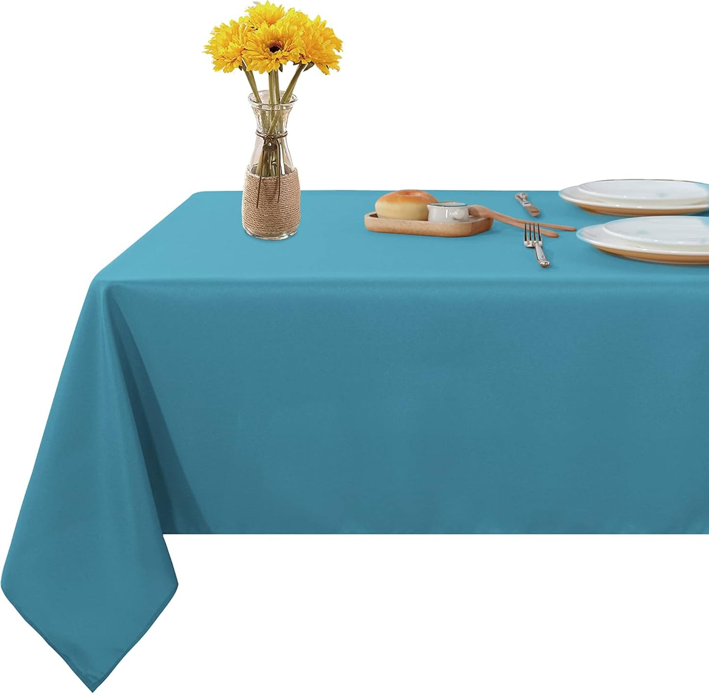Fitable Square Tablecloth 54x54 inch Tablecloth Stain and Wrinkle Resistant Washable Polyester Table Cloth for Buffet Parties and Camping, Teal