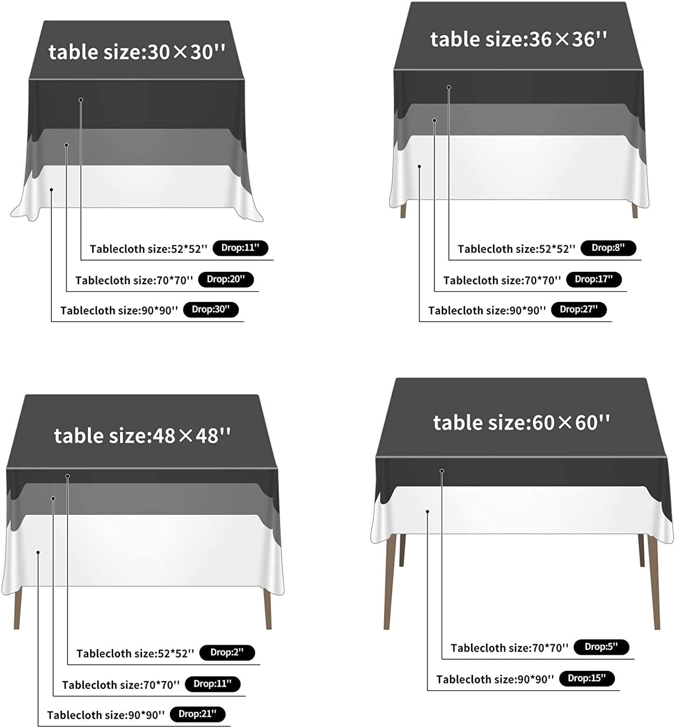 Fokitut 2 Pack Waterproof Square Tablecloth, 52x52 Inch, Stain Resistant and Wrinkle Polyester Table Cloth, Fabric Table Cover for Kitchen Dining, Wedding, Party, Holiday Dinner-Ivory