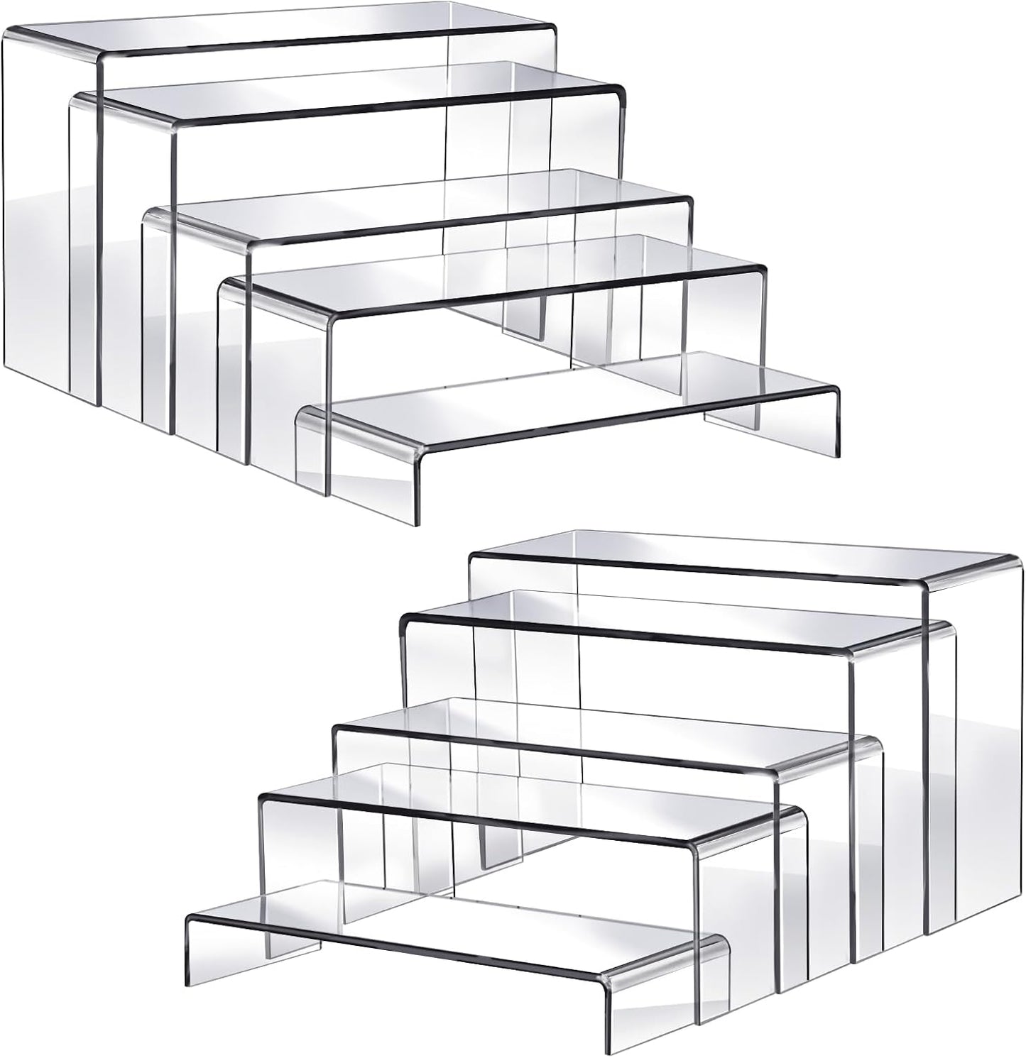 Fixwal 10pcs 2 Set Acrylic Risers for Display Clear Perfume Organizer Stands Acrylic Display Risers for Show Figures, Cupcake, Jewelry, Toys, Perfume and More (Large Size)