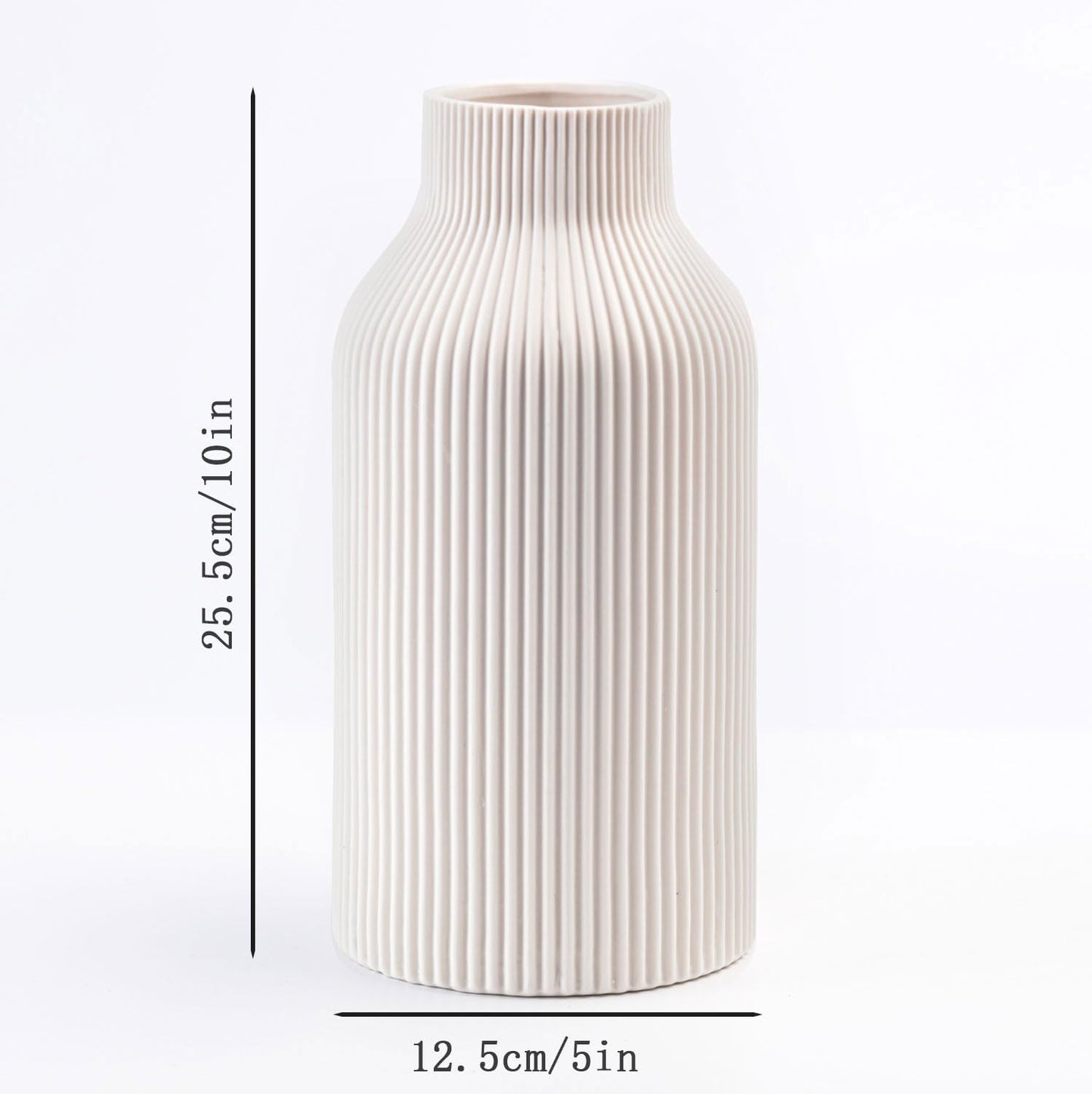 10 Inch White Ceramic Vase for Decor,Minimalist Modern Home Decorative Large Flower Vase for Pampas Grass,Bookshelf, Living Room, Shelf, Bedroom, Bathroom, Entryway Mantel Decor