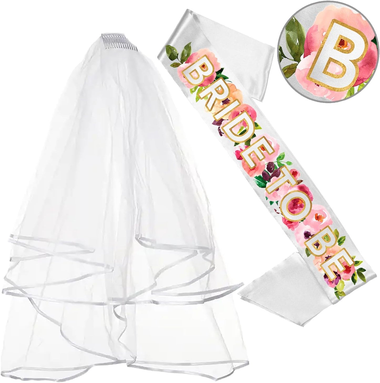 Floral Bride to Be Sash - BRIDAL GRADE SATIN Watercolor Flowers - Bridal Shower Decorations