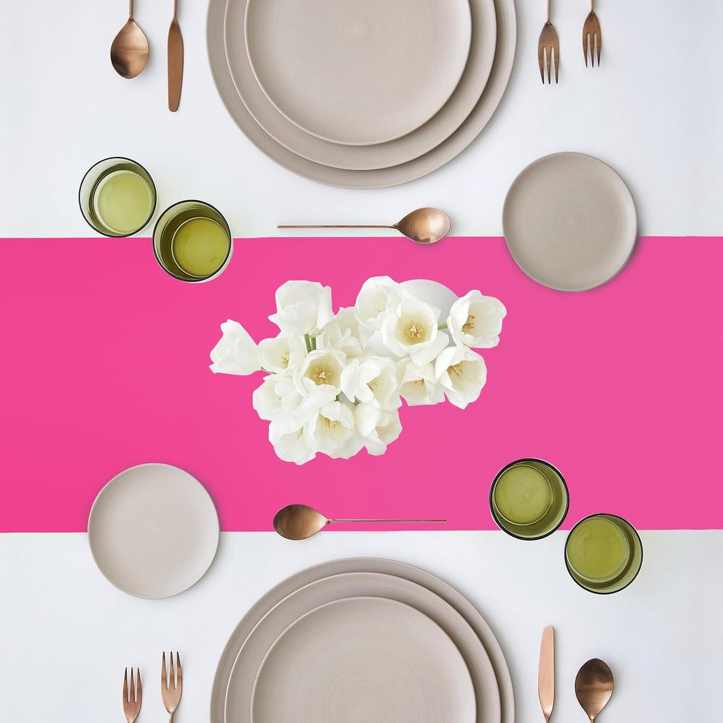 10 Pack Satin Table Runner 12 x 108 Inch Long Fuchsia Silk Table Runner for Wedding Party Banquet Birthday Decoration