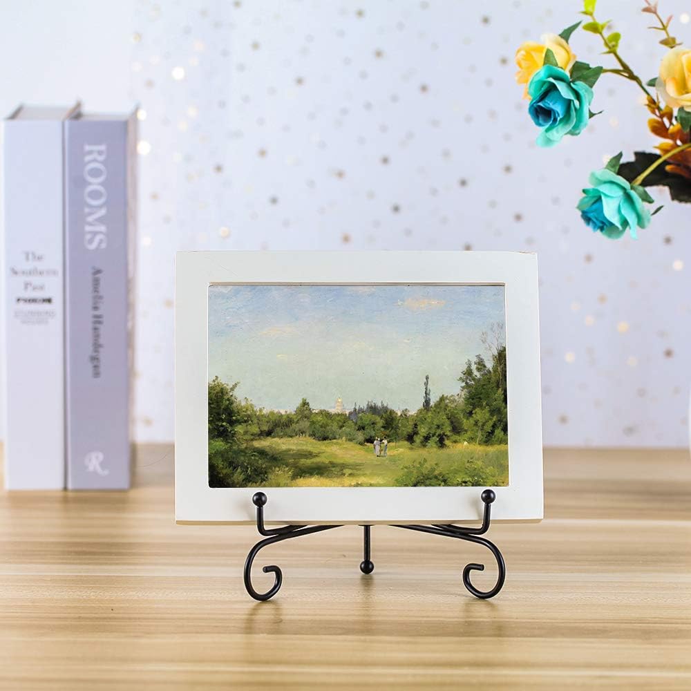 (4 pack)7"Iron Display Stand, Black Iron Easel Plate Display Photo Holder Stand, Displays Picture Frames, Cookbooks, Decorative Plates, Tablets and Art