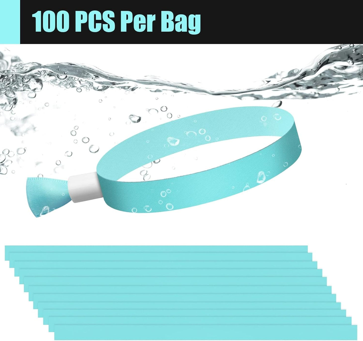 100 Pcs Cloth Event Wristbands, Event Wristbands, Colored Wrist Bands for Events, for Lightweight Concert Wrist Strap for Activities, Party Bracelets for Events (Color : Water Green)