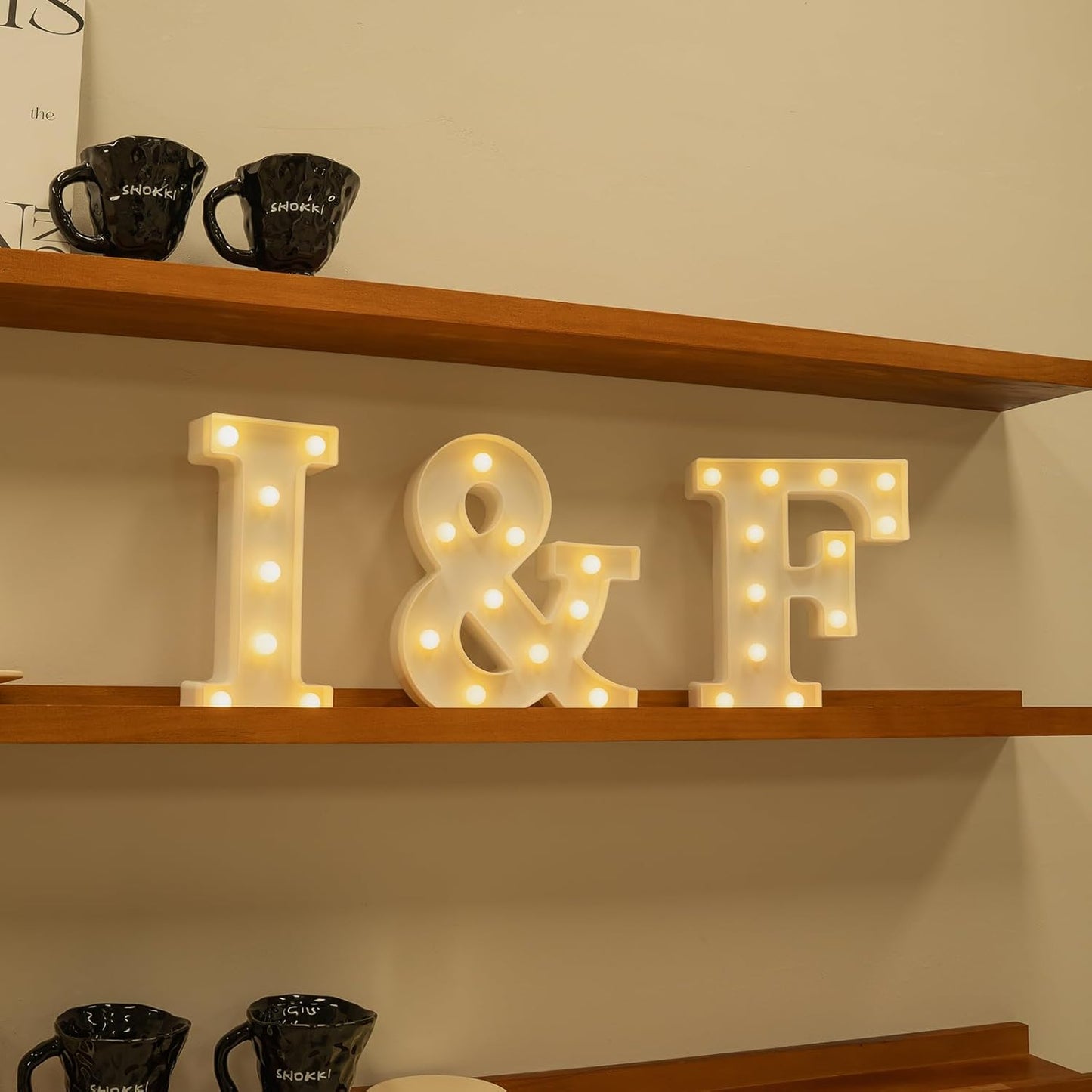 Foaky Rechargeable LED Letter Lights Sign Marquee Light Up Letters Sign for Night Light Wedding/Birthday Party Christmas Lamp Home Bar Decoration (F)