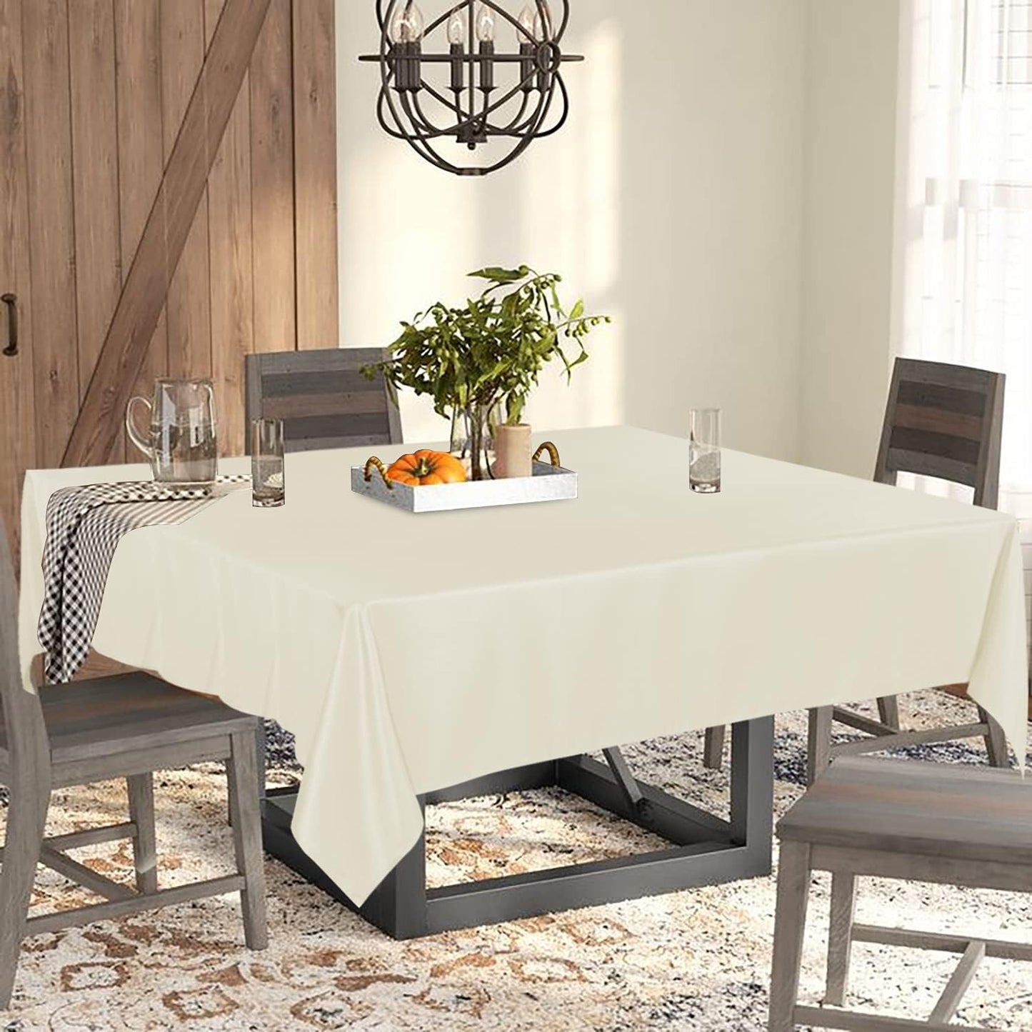 Fitable Square Tablecloth 60x60 inch Tablecloth Stain and Wrinkle Resistant Washable Polyester Table Cloth for Buffet Parties and Camping, Ivory