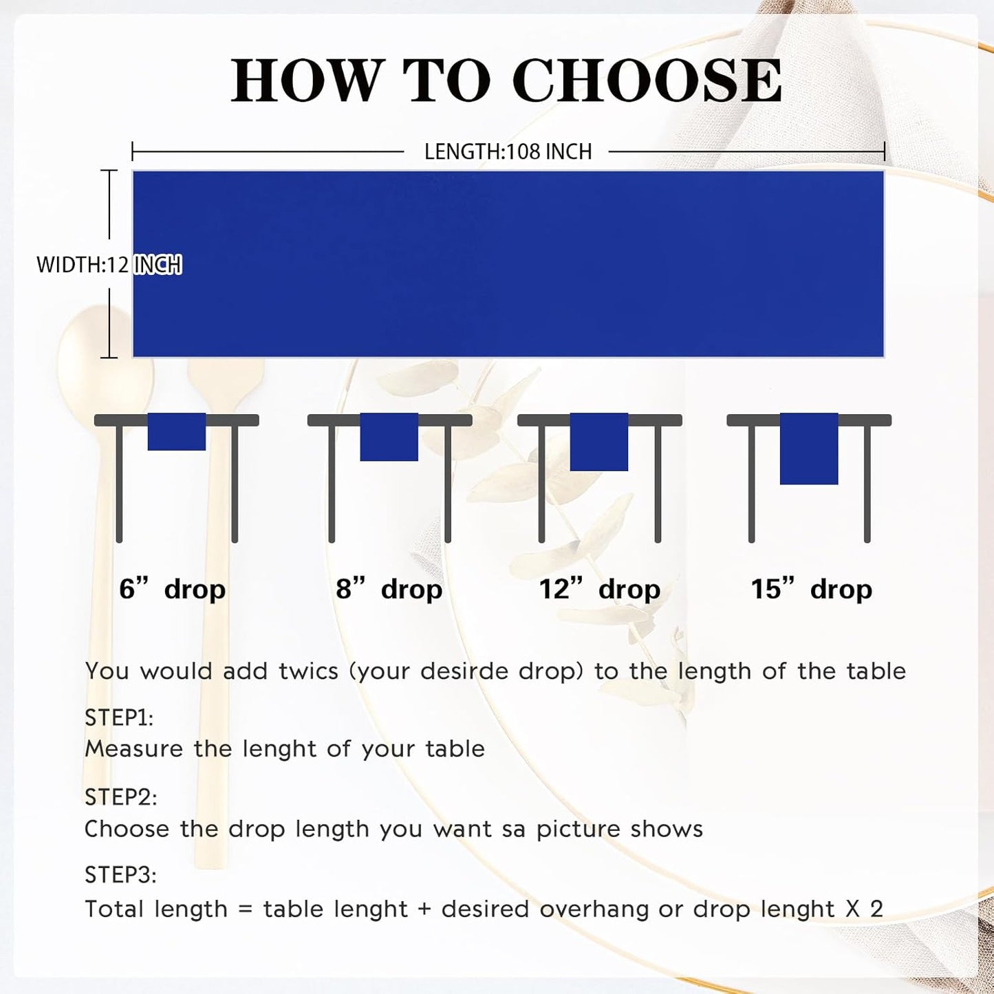 10 Pack Satin Table Runner 12 x 108 Inch Long Royal Blue Silk Table Runner for Wedding Party Banquet Birthday Decoration