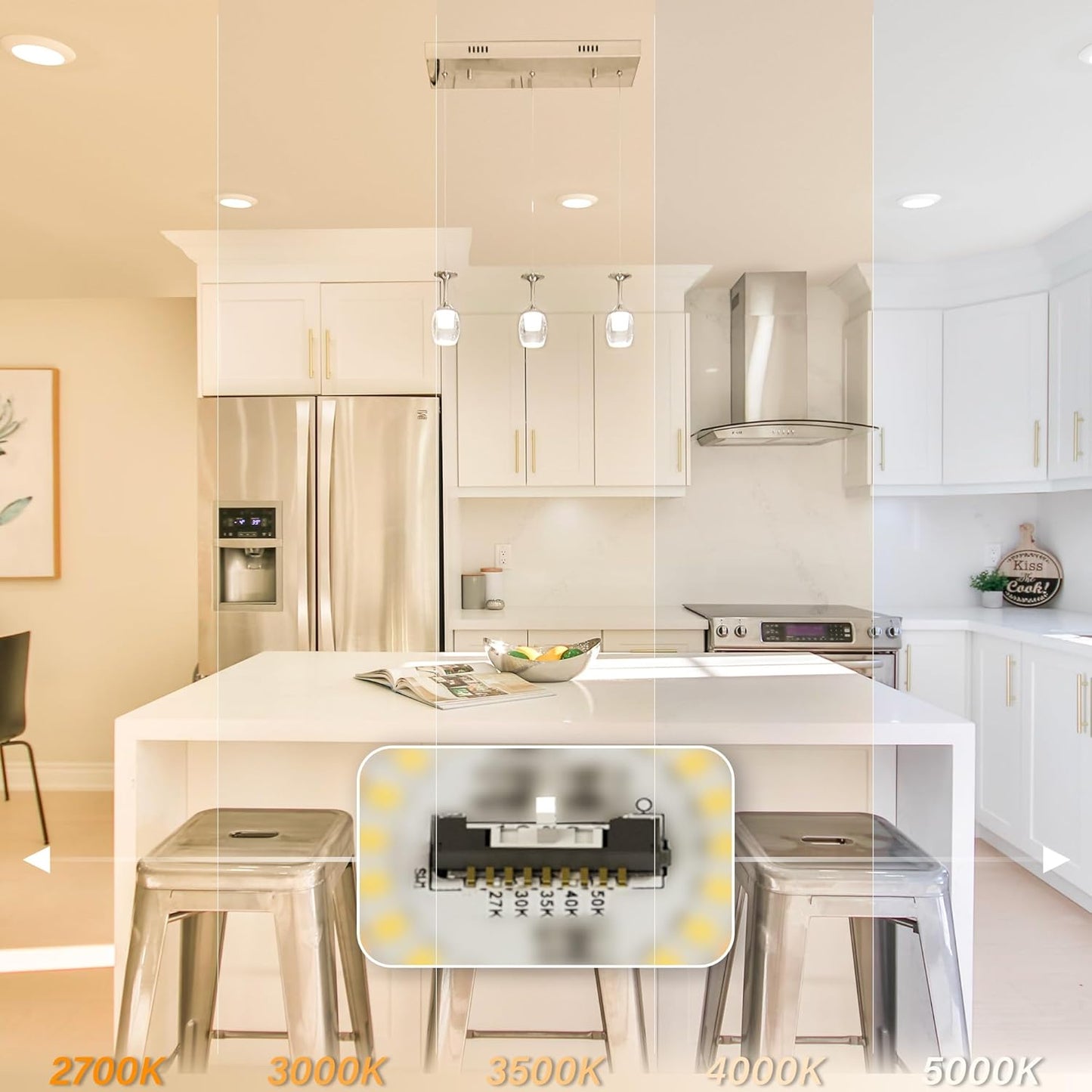 10 Packs 4 Inch White LED Low Profile Recessed & Surface Mount Disk Light, Round, 10W, 600 Lumens, 5CCT Field Selectable, CRI80, DOB Design, Dimmable, Wet Rated & ETL Listed