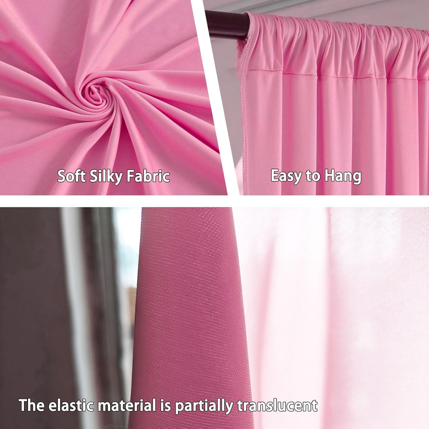 10 x 10 Feet New Pink A Backdrop Curtain for Partie, Background Curtains for Photoshoot, Birthday, Wedding, Mardi Gras, Easter, Mother's Day Party Decorations 5Ft x 10Ft, 2 Panels
