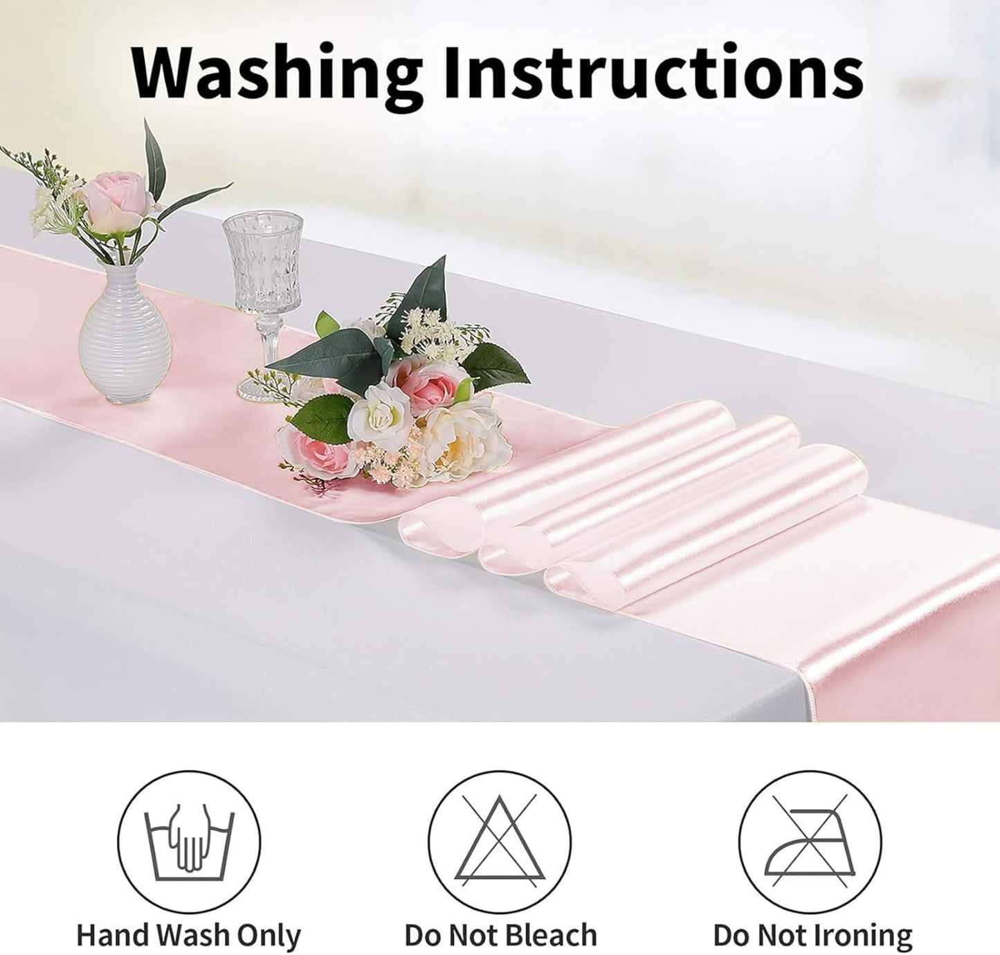 10-Pack Satin Table Runner Rose Gold 12 x 108 inches Long, Table Runners for Wedding, Birthday Parties, Banquets Decorations（10 Pack, 12x108 Inch, Rose Gold）