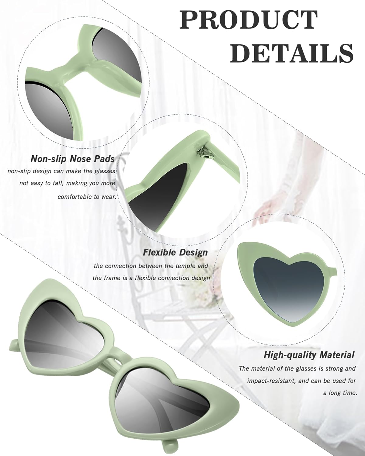 Flutesan 20 Pairs Retro Heart Sunglasses Vintage Cat Eye Heart Glasses Women Bachelorette Bride Sunglasses Bulk