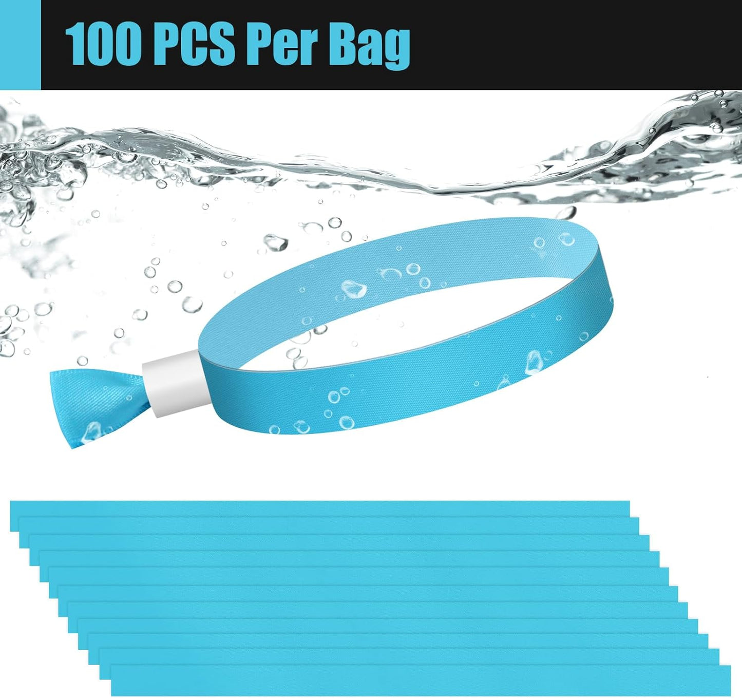 100 Pcs Cloth Event Wristbands, Event Wristbands, Colored Wrist Bands for Events, for Lightweight Concert Wrist Strap for Activities, Party Bracelets for Events ( Color : Water Blue )
