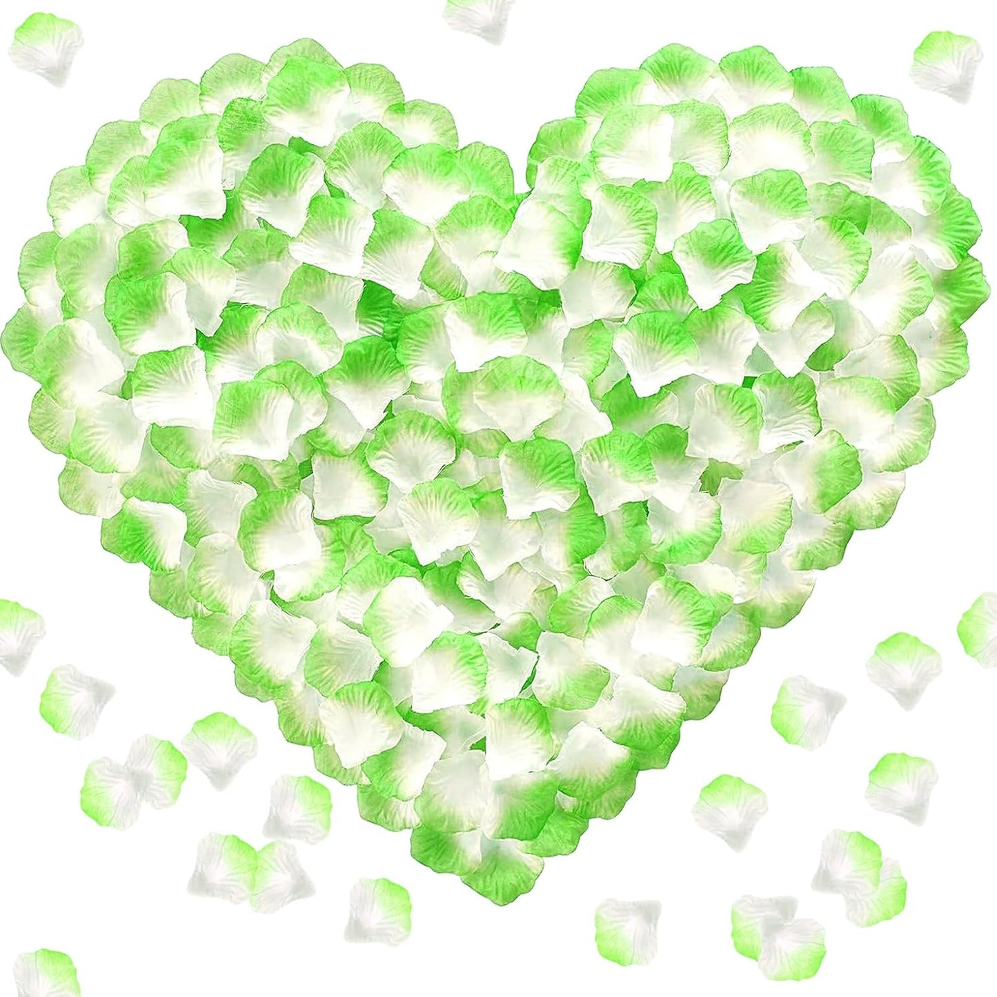 1000 Pieces Artificial Silk Rose Petals Flower Decoration Wedding Party (Green Plus White)
