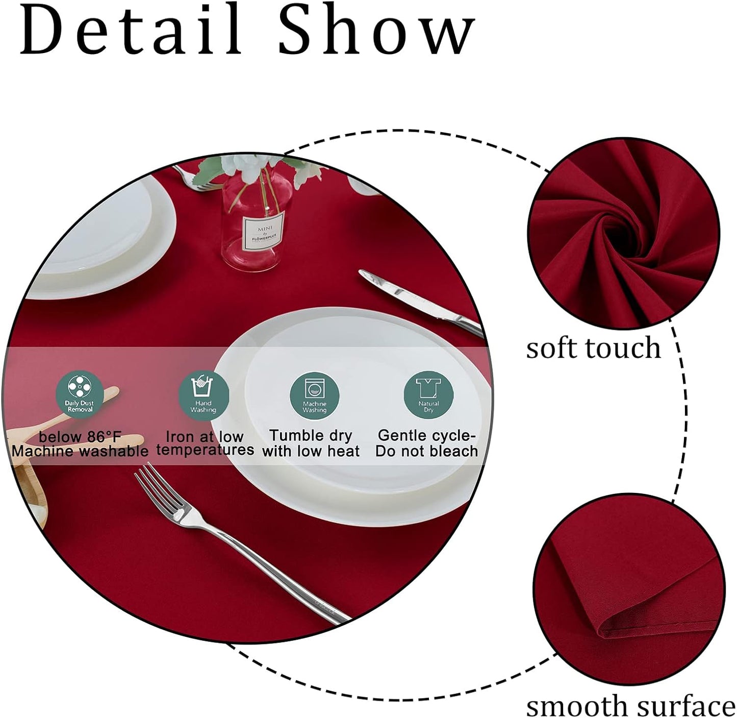 Fitable Square Tablecloth 54x54 inch Tablecloth Stain and Wrinkle Resistant Washable Polyester Table Cloth for Buffet Parties and Camping, Red