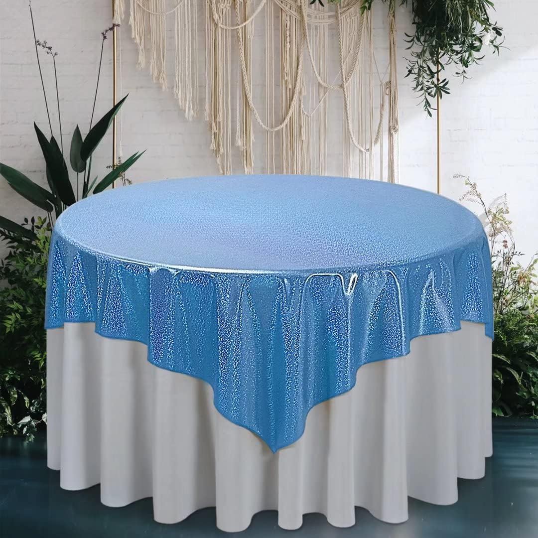 Fitable Sequin Tablecloth for Parties 60x60 Inch - Sparkle Glitter Table Cloth Laser Square Overlay for Wedding Baby Shower Ceremony Birthday Holiday Banquet Decor, Blue